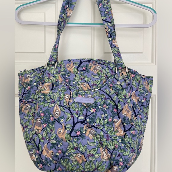 Vera Bradley “Hanging Around” Purple Sloth Print Glenna Purse Tote - Picture 6 of 7